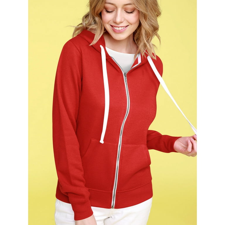 Womens red shop zipper hoodie