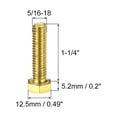 thumbnail image 2 of Unique Bargains Brass Hex Bolts, 5/16-18x1-1/4' 5 Pack Fully Thread Grade 4.8 Machine Screws, 2 of 4