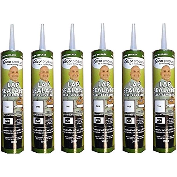 RV Trailer DICOR CORP LEVELING LAP SEALANT TAN Roof Sealant (6 PACK