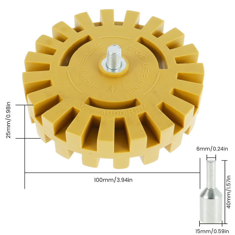 Atopoler Heavy Duty Rubber Eraser Wheel 4” Inch Pad , Adhesive