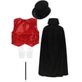 thumbnail image 2 of iiniim Kids Boys Girls Waistcoat Cape Hat Magic Wand Gloves Set for Stage Performance Outfits A Red 7-8, 2 of 7