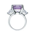 thumbnail image 4 of BERRICLE Sterling Silver 3-Stone Purple Asscher Cut Cubic Zirconia CZ Statement Cocktail Fashion Anniversary Ring for Women, Rhodium Plated 12.6 Carat Size 10, 4 of 11