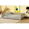 thumbnail image 6 of Generic Full Size Floor Bed with Fence and Door,Rubber Wood Floor Bed with Safety Guardrails,Grey, 6 of 9