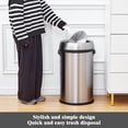 thumbnail image 2 of 17 Gallon Stainless Steel Swing Top Trash Can, 65L Heavy Duty Round Commercial Garbage Bin with Swing Lid, Odor Control, Ideal for Kitchen, Restaurant, Office, Silver, 2 of 6