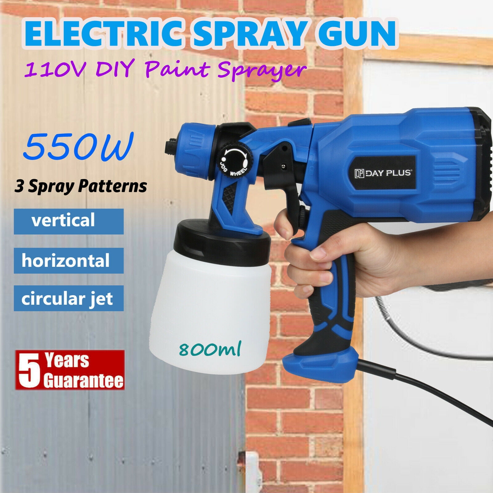 Paint Sprayer Spray Gun Airless HVLP Electric 550w Car Spraygun Fence Wall Floor 