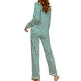 thumbnail image 3 of Tiweut Christmas Pajamas Sets Womens Two Piece Soft and Breathable Long Sleeve Button Lapel Tops and Pants Cozy Nightwear and Relaxation Sleepwear Suit,B-Green,XL, 3 of 9