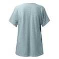 thumbnail image 6 of Womens Workout Tops Solid Color V-Neck Floral Jacquard Short Sleeved Shirt Petite Clothing for Women,Blue,L, 6 of 6