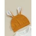 thumbnail image 5 of Bagilaanoe 3pcs Newborn Baby Boy Easter Outfits Pants Set Short Sleeve Romper Tops + Leggings + Hat 3M 6M 12M Infant Casual Clothes, 5 of 9
