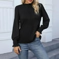 thumbnail image 2 of Diufon Womens Long Sleeve Tops Ruffle Round Neck Blouses Casual Loose Solid Color Pullover Tops, 2 of 6