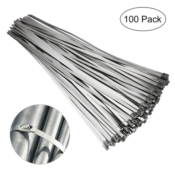 stainless steel zip ties BESTOMZ 100pcs 4.6mm*300mm Stainless Steel Cable Zip Ties Exhaust Wrap Locking Ties