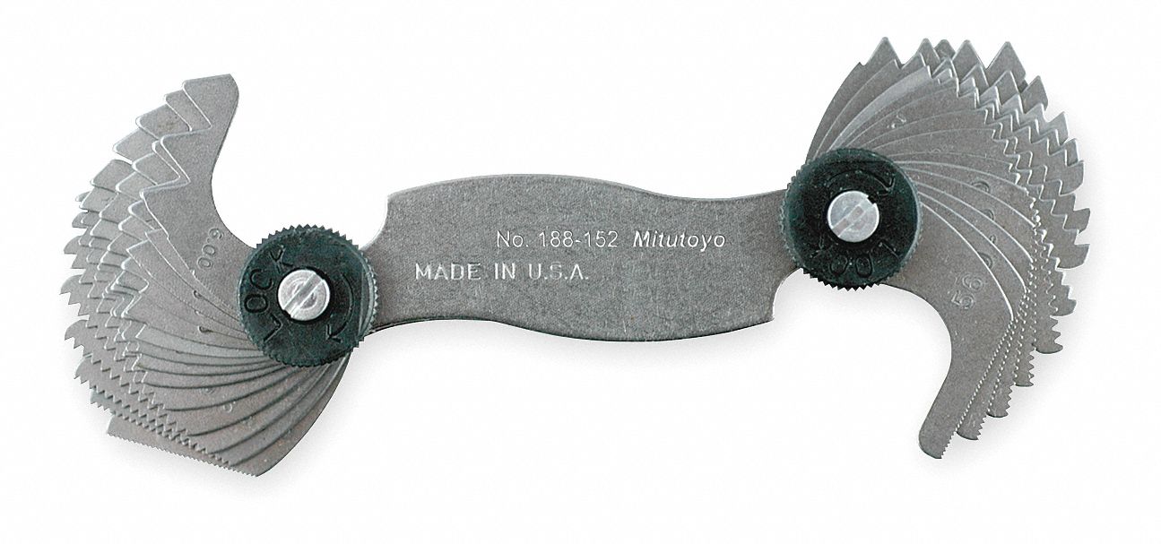 Mitutoyo Thread Pitch Gauge Set,Thread Ang 60 deg 188152