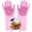 Pink, variant on 1Pairs Silicone Dishwashing & Pet Grooming Gloves - 2-in-1 Heat Resistant Gloves with High-Density Teeth, Enhanced Five Finger Design for Bathing, Cleaning Dishes, Cars, Dogs & Cats