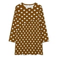 thumbnail image 2 of White And Brown Polka Dots Loose Dress Evening Dress Summer Dresses for Women Luxury Dress Long Sleeved Dress, 2 of 4