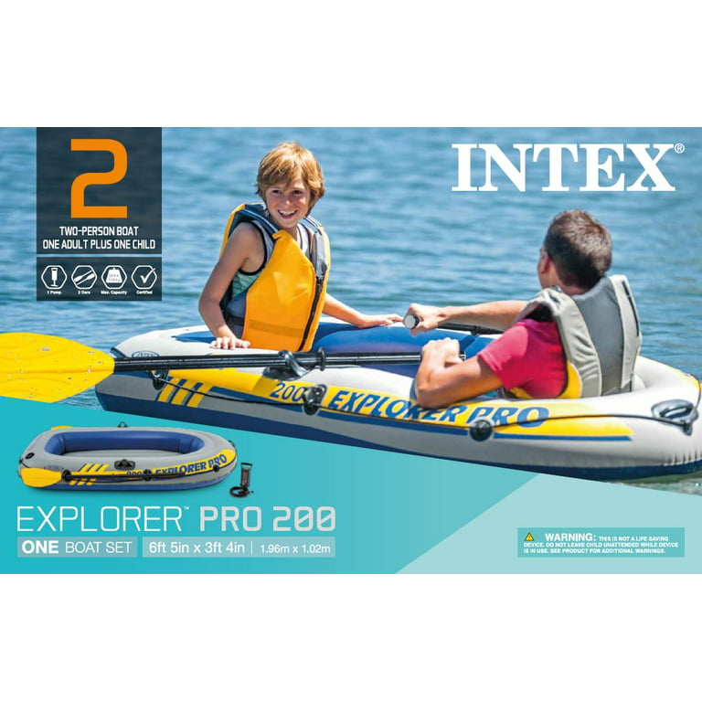 Intex Inflatable Explorer Pro 200 Two-Person Boat with Oars and Pump, 77 x  40 x 13