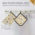 thumbnail image 4 of Yayeee Oven Mitts and Pot Holder Set of 4 Heat Resistant Kitchen Gloves Baking Hot Pad, Beige Birds Floral, 4 of 5