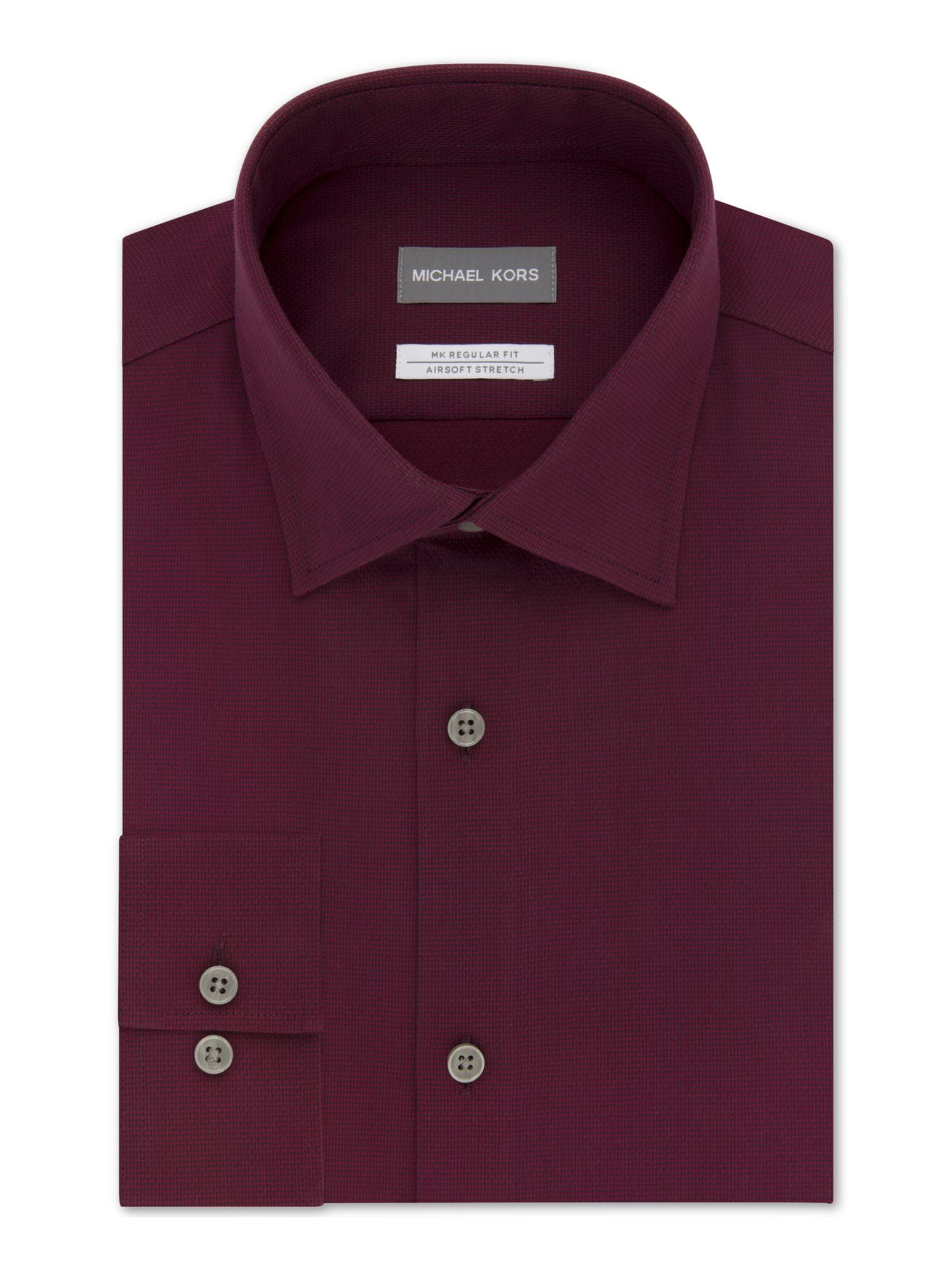MICHAEL KORS Mens Burgundy Collared Dress Shirt  34/35 