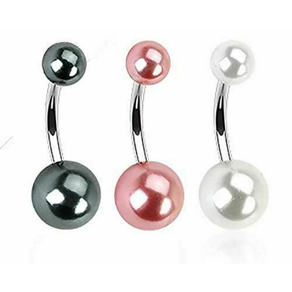 Belly Button Ring Navel Faux Pearl value pack Body Jewelry 14 Gauge