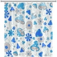 thumbnail image 4 of Blue Mushrooms Bathroom Shower Curtain Retro 70s 60s Funky Floral Hippie Boho Style Shower Curtain Washable Durable Fabric Home Decorative Shower Curtain with Hooks, 36x72 Inch, 4 of 6