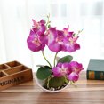 thumbnail image 1 of Flores de orquídeas artificiales con maceta blanca de plástico Flores falsas de Phalaenopsis con maceta Flor artificial para la decoración de la oficina de la boda en casa TUNC Sencillez, 1 of 5