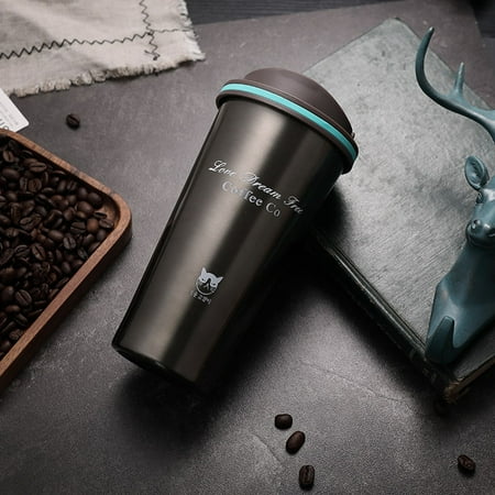 Stainless Steel Vacuum Insulated Coffee Cup Travel Flask Mug with Lid, 500ml