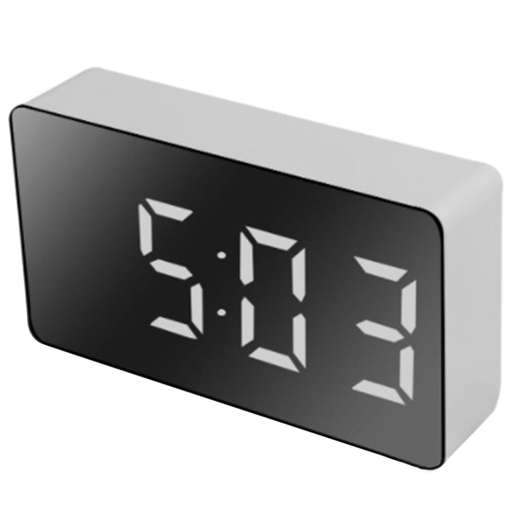 Dual USB Digital LED Clock Snooze Mirror Electronic Alarm Clock Time Night Light 