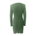 thumbnail image 3 of QIPOPIQ Robes pour Femmes pour Invité de Mariage Fête Manches Longues Hiver Couleur Unie Robe d'Été Tricotée Manches Longues Demi-Zip Col en V Offres 2023, 3 of 5