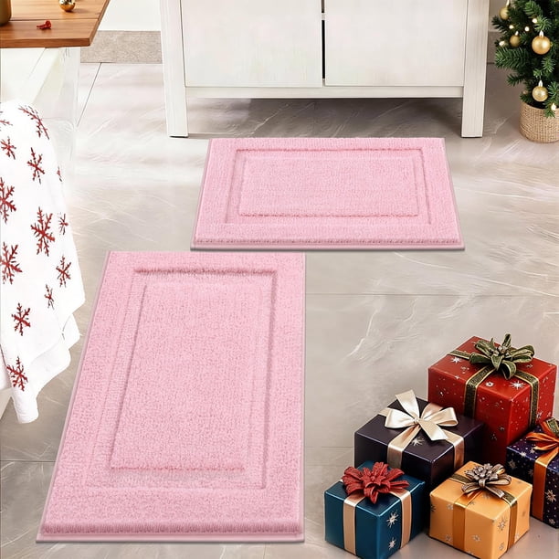 Set de Alfombrillas de Baño SHACOS Rosa Navidad 2 Piezas 50x80 cm y 50x120 cm