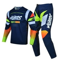 Willbros Motocross Jersey and Pants Combo Dirt Bike MX Gear Set Offroad Package Riding Racewear Navy Blue (Jersey Adult XL/Pants W36)