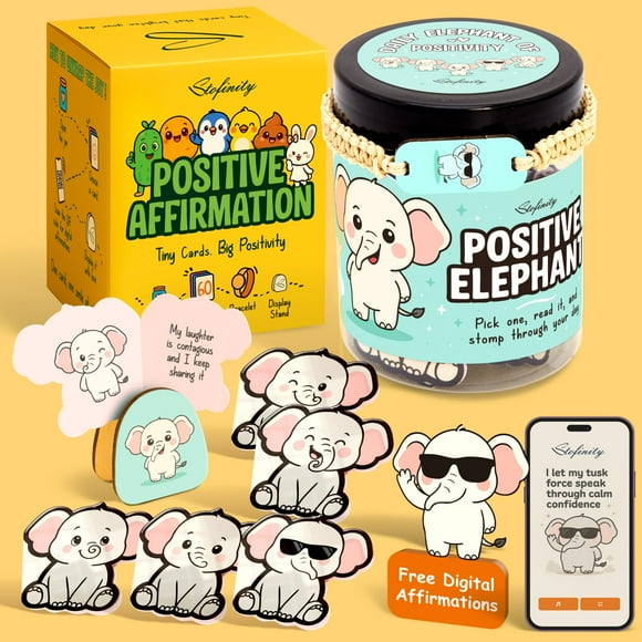 Tarro de tarjetas de afirmación diaria Stofinity White Elephant