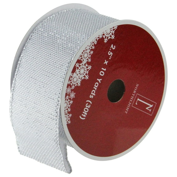 Northlight Club Pack of 12 Silver Burlap Wired Christmas Craft Ribbon Spools - 2.5" x 120 Yards
