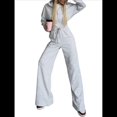 thumbnail image 3 of Conjunto Deportivo para Mujer: Sudadera con Capucha y Cremallera de Larga con Pantalones de Color Liso con Cordones - Conjunto de Dos Piezas Gris S, 3 of 10