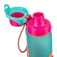 thumbnail image 4 of Cool Gear 16oz Plastic Treadz Water Bottle, Pink and Teal Design with Chugger Lid and Carrying Cord, 4 of 5