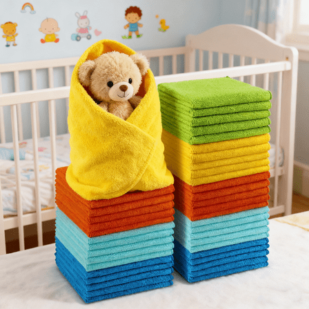 Microfiber Cleaning Cloths, 12x12 inch, 50-Pack for Cars, Kitchen, Windows, Dusting (Premium Absorbent Towels)