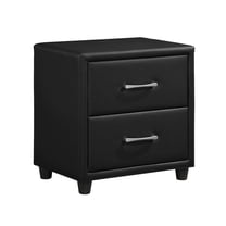 Benzara 2 Drawer Night Stand In Wood And PVC, Black