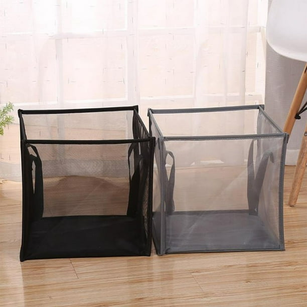 Xihbxyly Cesta de Ropa Plegable, Diseño Elegante, Ahorra Espacio, Portátil con Asas, Ideal para Apartamentos y Dormitorios, Colores Negro y Gris, Tamaño 32 X 32 X 32 Cm.