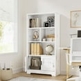 thumbnail image 4 of BeesClover Book Shelf, with LED Lights Farmhouse Bookcase, with Doors Modern Storage Rack 3 Shelf, Tall Standing Bookshelves, Large Display Racks Book Shelf for Bedroom, Living Room, Home Office, 4 of 8