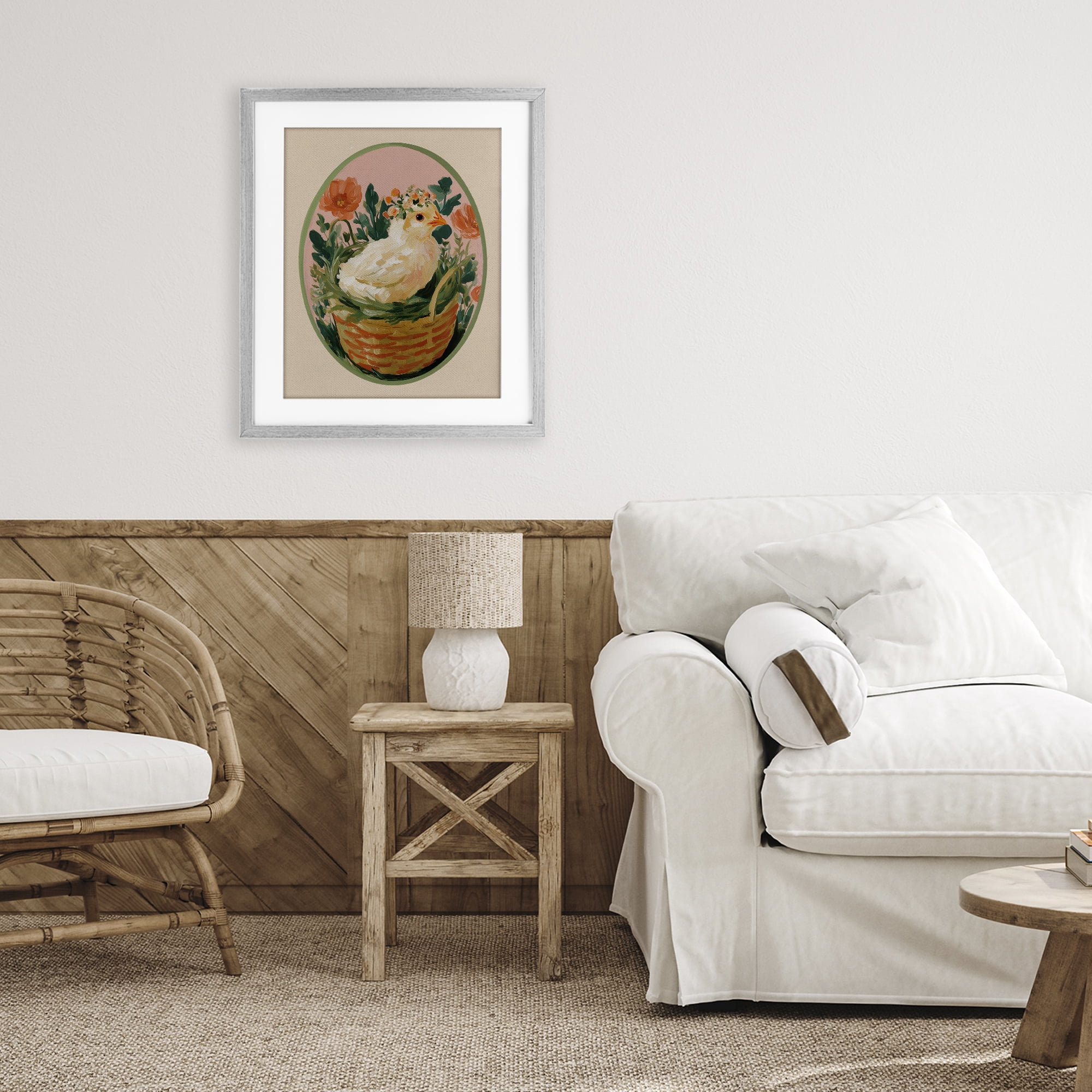Stupell Industries Bloom Nest Chick Gray Framed Print Under Glass, design by Yen