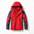 thumbnail image 6 of Outdoor Waterproof Suits Men's Women's Two-pieces Sets 3 in 1 Thick Warm Coats Camping Windbreaker Winter Coat Hiking Windproof (women red,5XL 95-105KG), 6 of 7