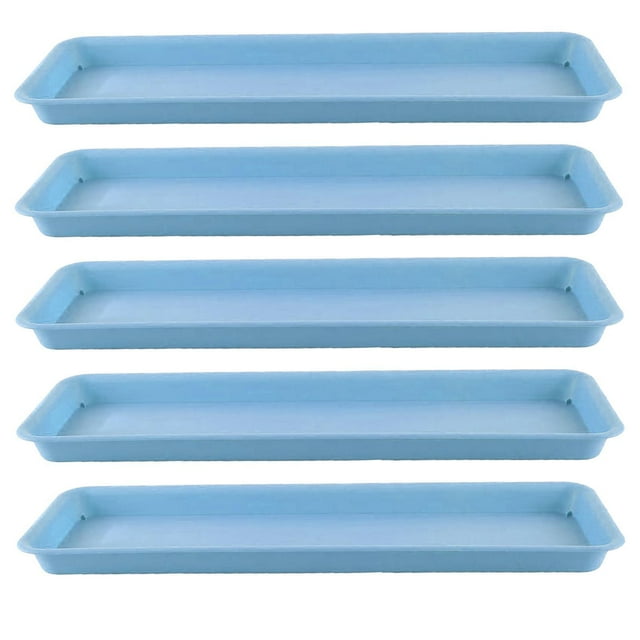 jinwen 5 Pieces Plant Saucers Rectangular Plant Trays for Courtyard Windowsill Yard blue