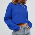 thumbnail image 2 of Vedolay Women's Sweaters Womens 2023 Long Sleeve Neck Oversized Pullover Sweater Knit Tops,Blue XXL, 2 of 3