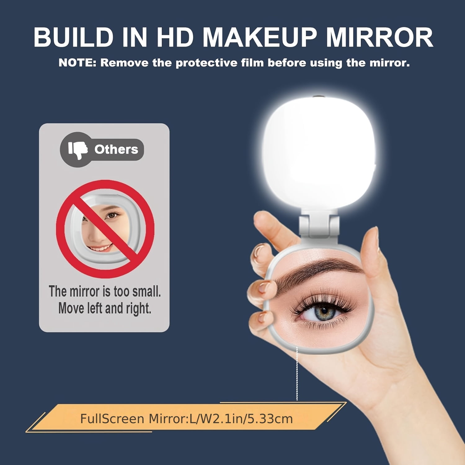 3 in-1 Magnetic Mirror Selfie Light 360° LED Ring Light and Phone Stand, Portable Rechargeable 270° Tilt Fill Light for Selfie, Christmas Makeup, Vlogs, Live Streaming, Video Calls