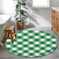 thumbnail image 4 of 3ft Washable Round Rug, Pastoral Style Non-Slip Circle Area Rug for Bedroom Bedside, Deep Green Lattice Soft Indoor Floor Mat for Home Decor, 4 of 9