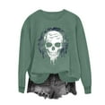 thumbnail image 2 of Cmfcve Halloween Shirts for Women Vintage Skeleton Graphic Sweatshirt Crew Neck Long Sleeve Pullover Undershirts, 2 of 4