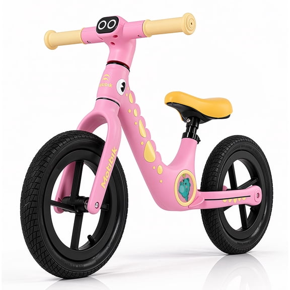 WLRETMCI 12" Kids Balance Bike, Glass Fiber Lightweight Toddler Bicycle for 2-5 Years Boys Girls, Pink