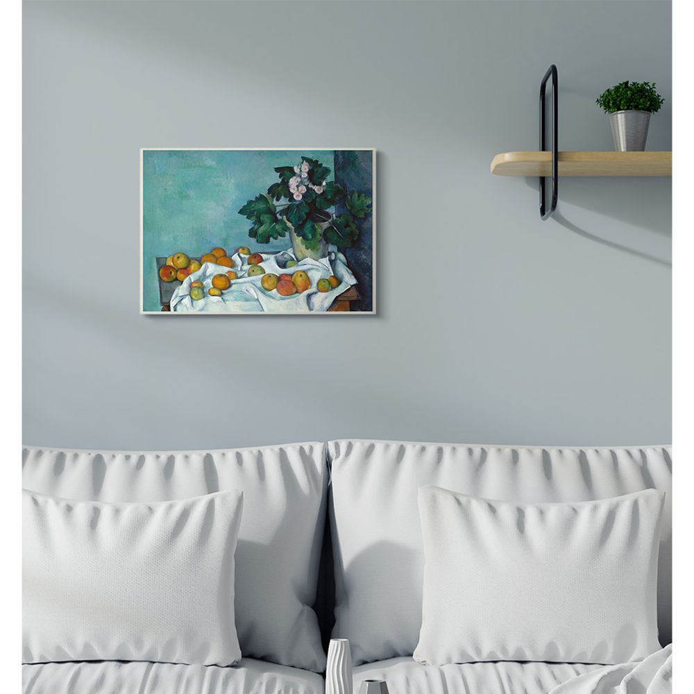 The Stupell Home Decor Collection Still Life with Apples and Flowers Painting Wood Wall Art