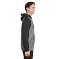 thumbnail image 3 of Team 365 TT96CB Unisex Zone HydroSport Heavyweight Colorblock Hooded Sweatshirt-DK GRY HTHR/ BLK-XS, 3 of 3