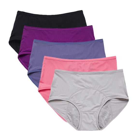 YOYI FASHION Culottes Menstruelles Respirantes à Trous en Maille pour Femmes, Imperméables, Pack Mulit Tailles US TTP-4TG/11 (US, Alpha, Xx-Grand, Régulier, Régulier, Bleu, Noir, Gris, Violet, Melon D\'eau)
