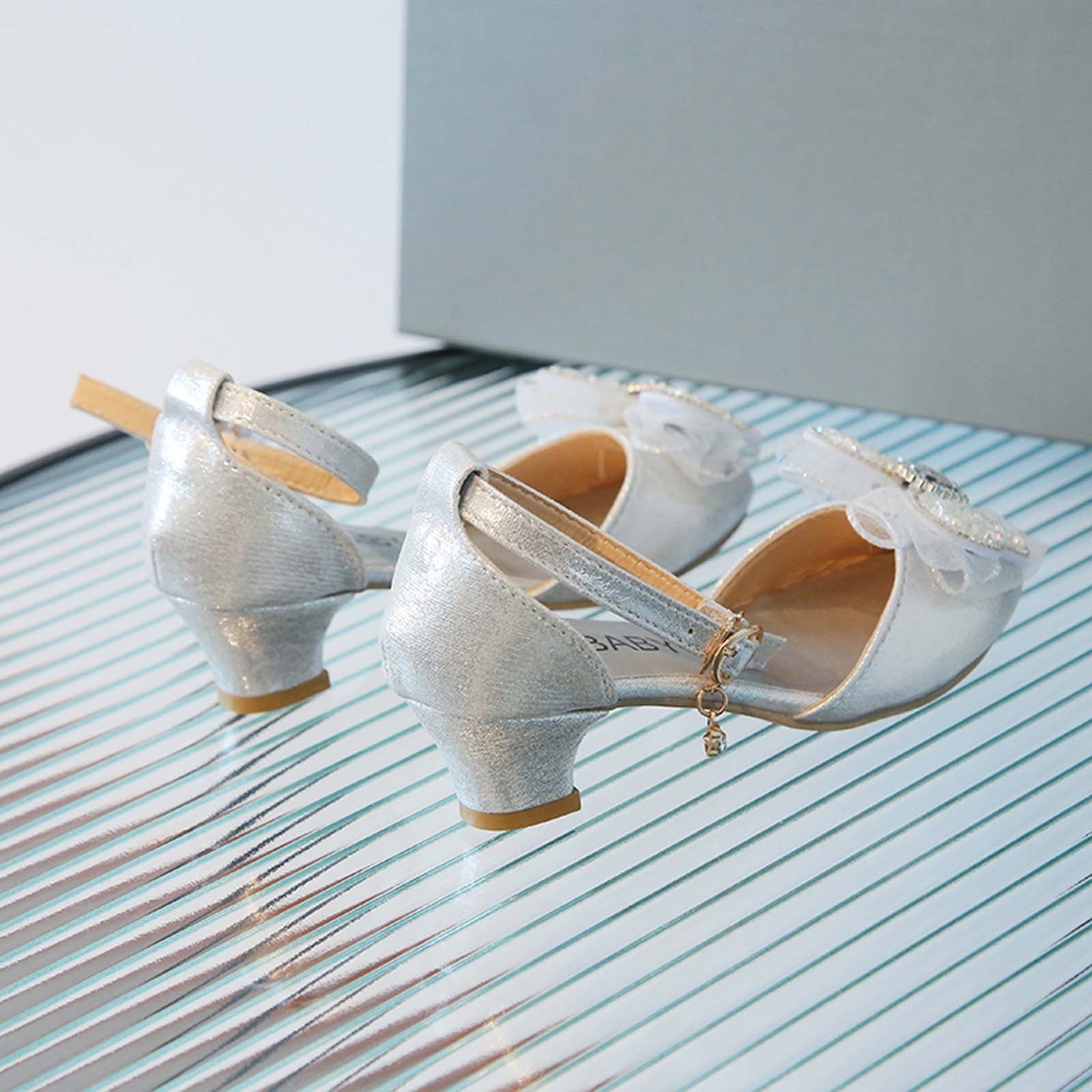 Girls silver heeled sandals discount