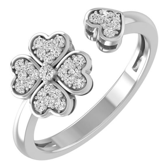 ARAIYA FINE JEWELRY 10K White Gold Lab Grown Diamond Heart Ring (1/5 cttw, D-F Color, VS1 Clarity) Size 5