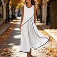 thumbnail image 4 of Dvprdro Lightweight Solid Cotton Linen Crewneck Sleeveless Shirred Waist Side Pockets Loose A Line Maxi Dress Womens Summer, 4 of 9